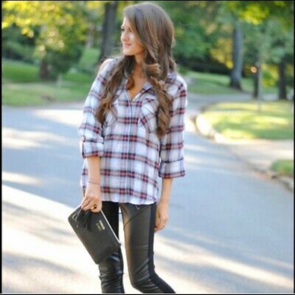 Sam Edelman plaid shirt with zipper shoulders - Picture 2 of 10